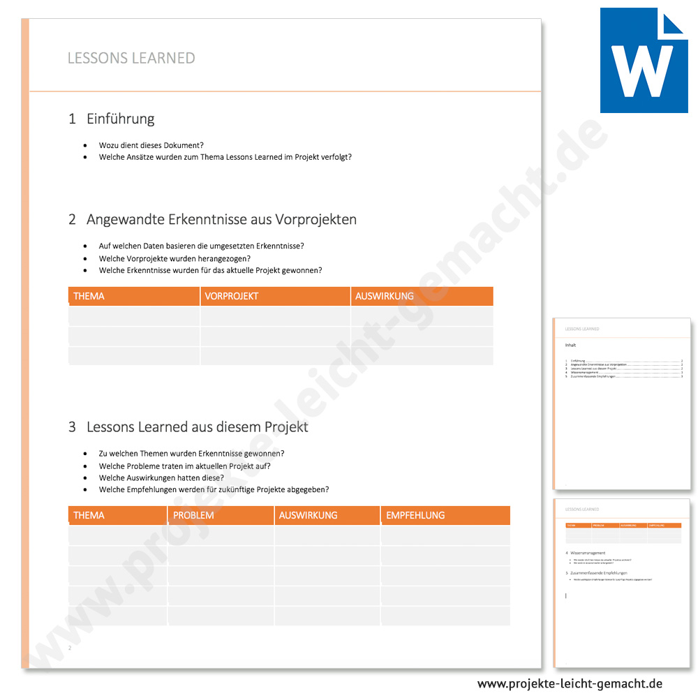 Vorlage Lessons Learned