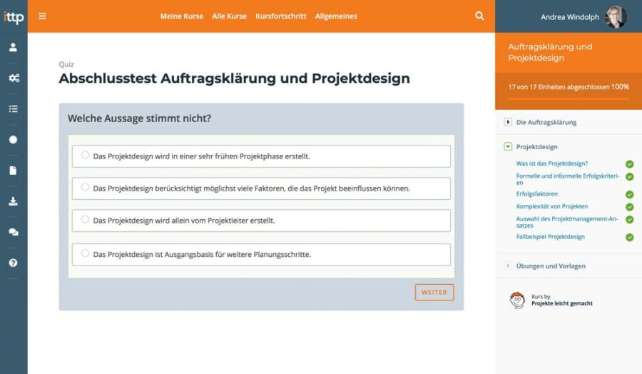 Abschlusstests auf der ittp-Lernplattform