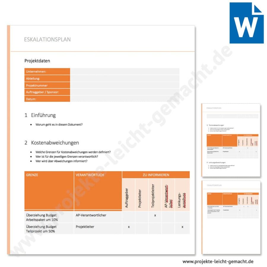 Word-Vorlage Eskalationsplan
