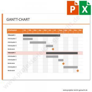 PowerPoint- und Excel-Vorlage Gantt-Chart Jahr