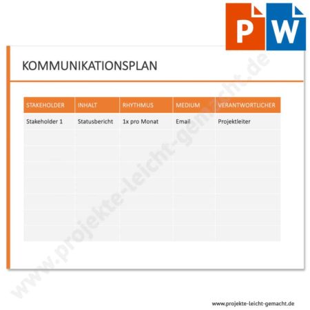 PowerPoint- und Word-Vorlage Kommunikationsplan