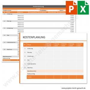 PowerPoint- und Excel-Vorlage Kostenplanung nach Phasen