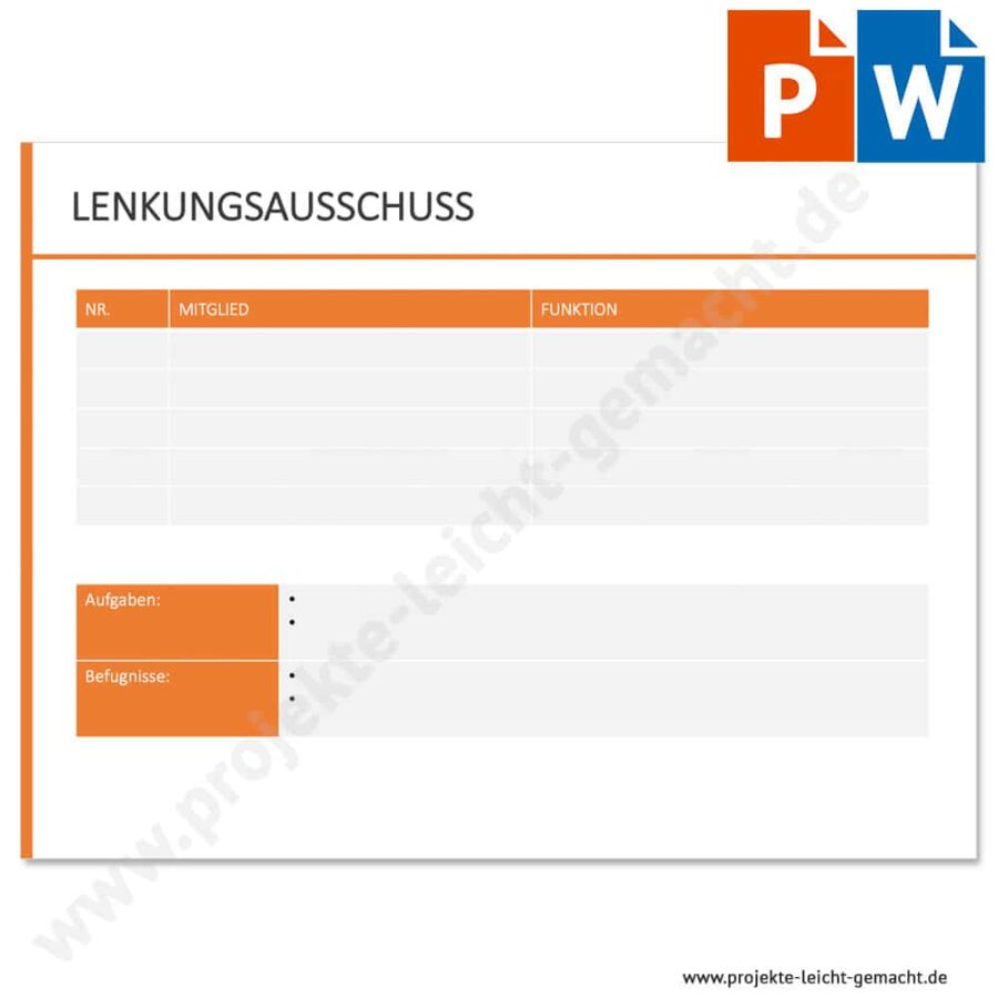 PowerPoint- und Word-Vorlage Lenkungsausschuss
