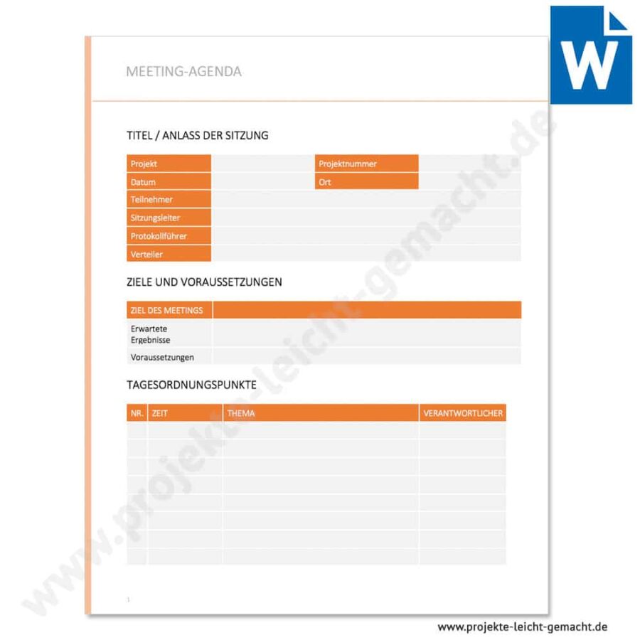 Word-Vorlage Meeting-Agenda