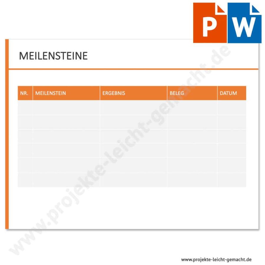 PowerPoint- und Word-Vorlage Meilensteinliste