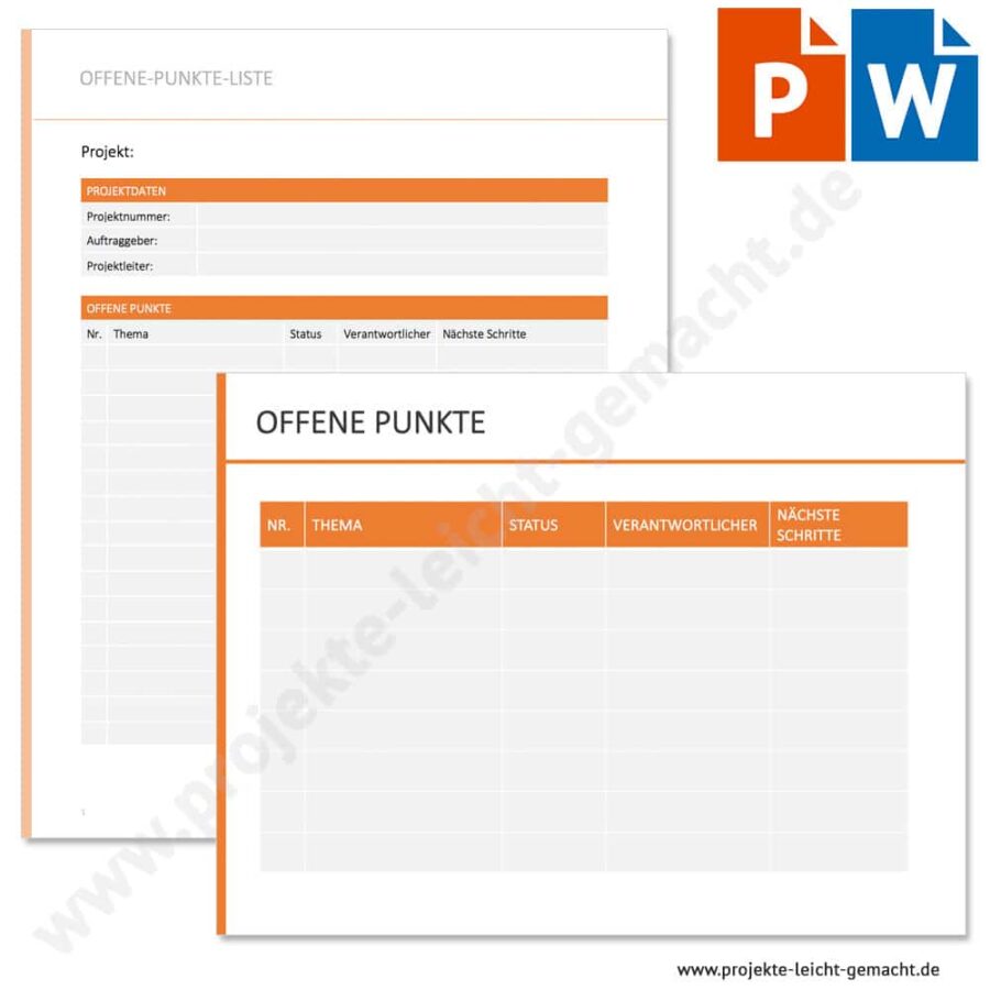 PowerPoint- und Word-Vorlage Offene-Punkte-Liste