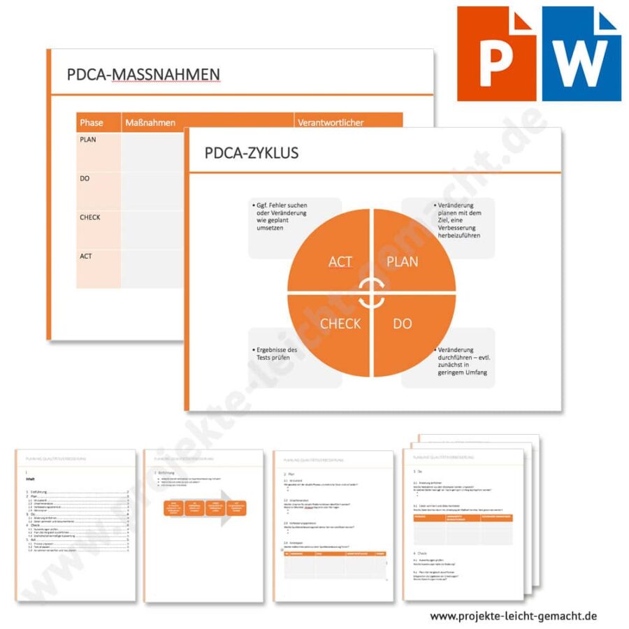 PowerPoint- und Word-Vorlage PDCA-Zyklus