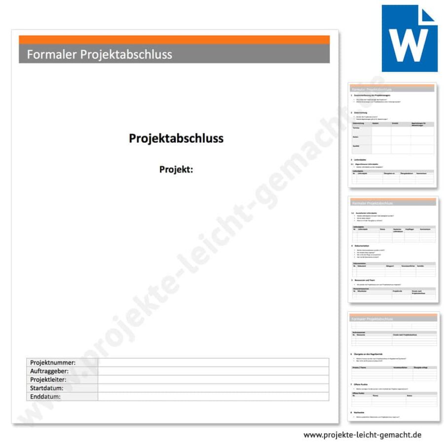 Word-Vorlage Formaler Projektabschluss