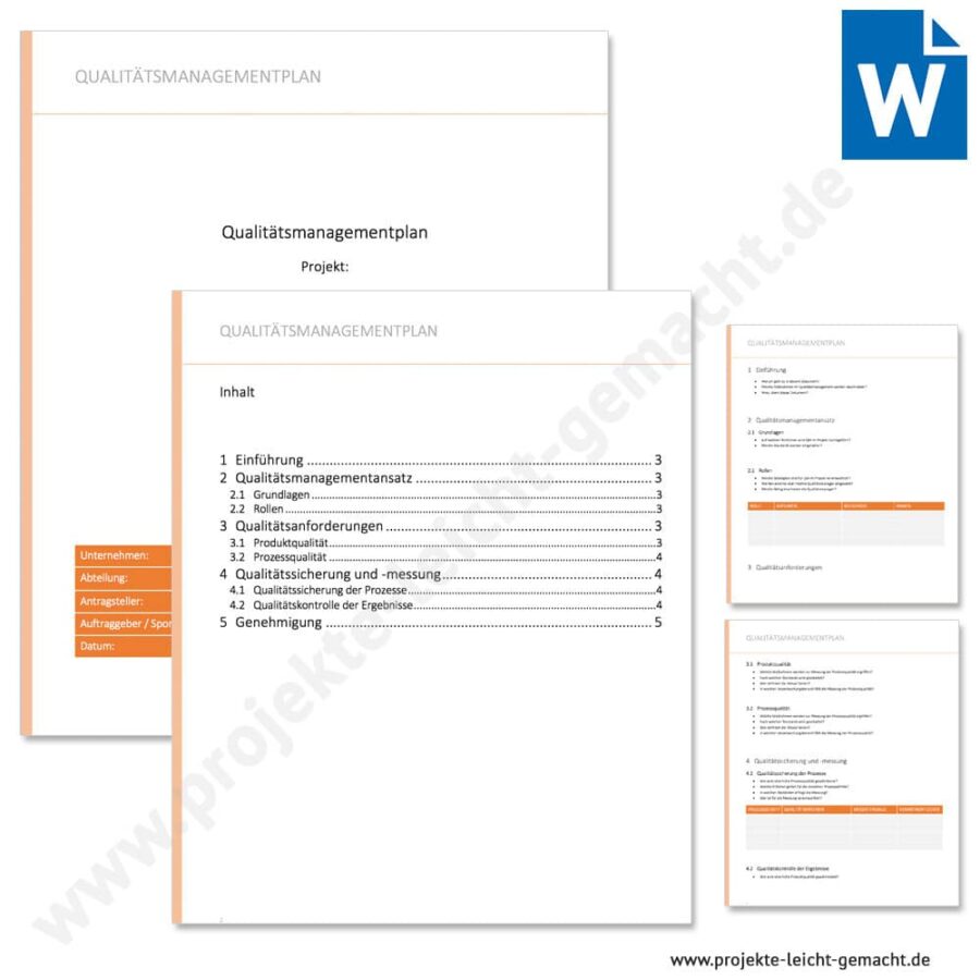 Word-Vorlage Qualitätsmanagementplan
