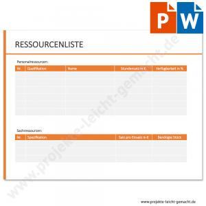 PowerPoint- und Word-Vorlage Ressourcenliste