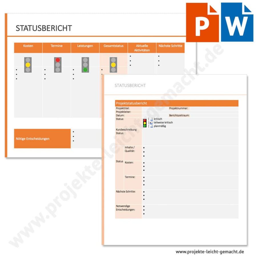 PowerPoint- und Word-Vorlage Statusbericht