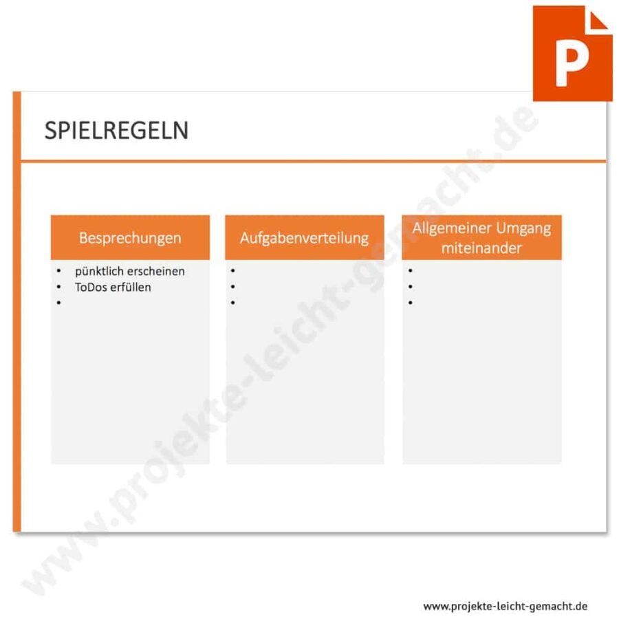 PowerPoint-Vorlage Spielregeln im Team