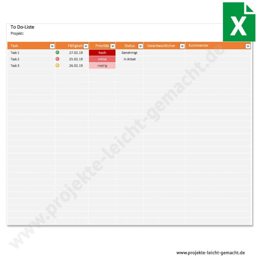 Excel-Vorlage Todo-Liste