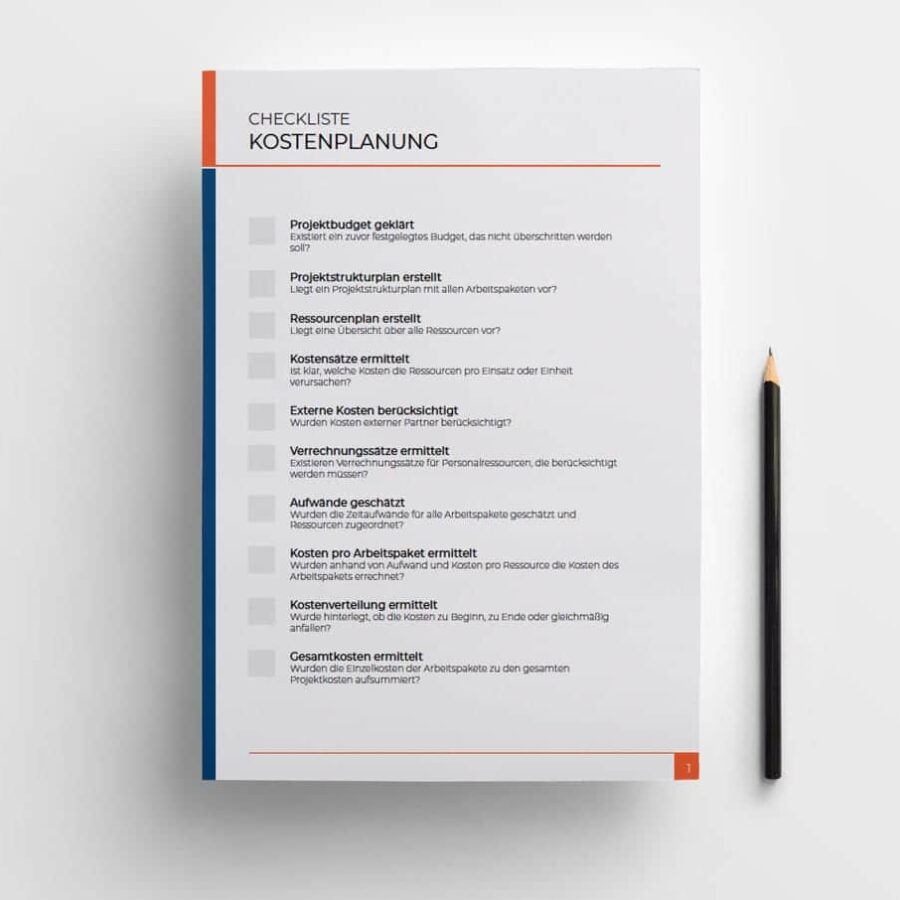 Checkliste Kostenplanung im Projektmanagement