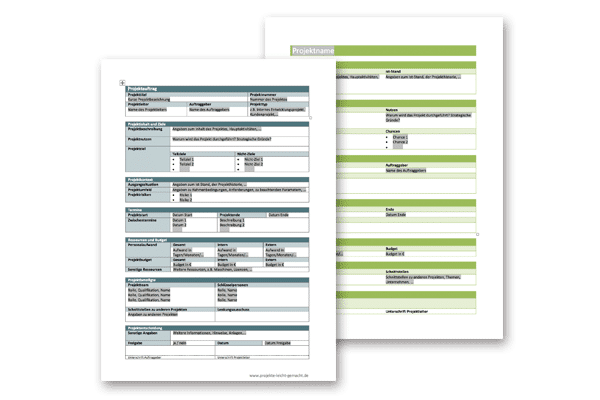 Word-Vorlage Projektsteckbrief