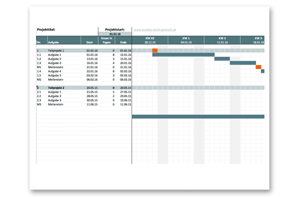 Kostenloser Excel-Projektplan zum Download