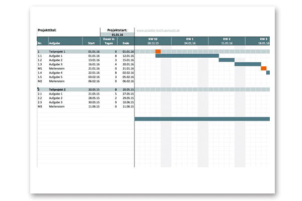 Vorlage Excel-Projektplan