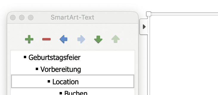 Funktionen zum Ändern der Struktur im SmartArt