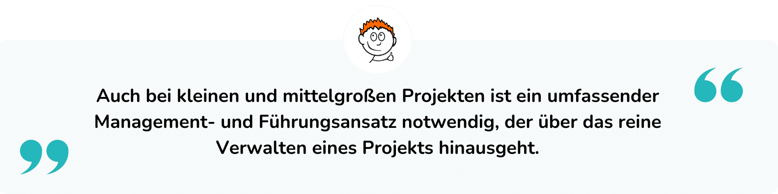 Auch bei kleinen und mittelgroßen Projekten ist ein umfassender Management- und Führungsansatz notwendig, der über das reine Verwalten eines Projekts hinausgeht.